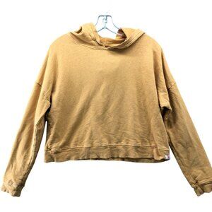 Mollusk Hemp Cropped Hoodie Womens S Mustard‎ Yellow Relaxed Lightweight